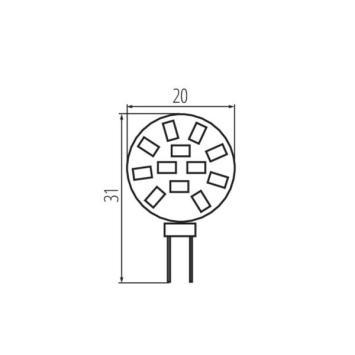 LED G4 Steeklamp 1,2 Watt - 3000K - 12VAC/DC - Ø20x31mm