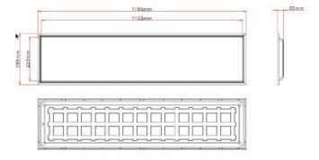LED Paneel Backlit 120 x 30 cm - 36W - 3000K - UGR<19 - Knippervrij