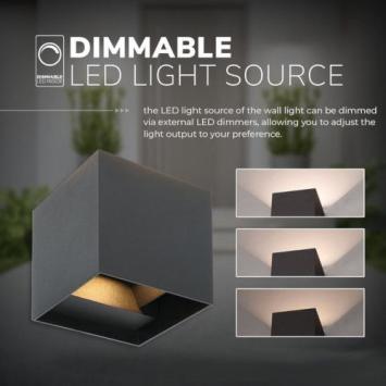 LED Wandlamp Cubo - 2700K - 6 Watt - Zwart - Kubus - Dimbaar