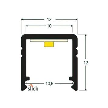 Aluminium profiel (Smart 10) voor Ledstrip 230 Volt - 12 x 12 mm - 100 cm