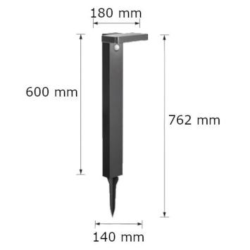 LED Solar Tuinlamp Palo Vierkant - PIR Sensor - 3000K - IP44 - 400 Lm